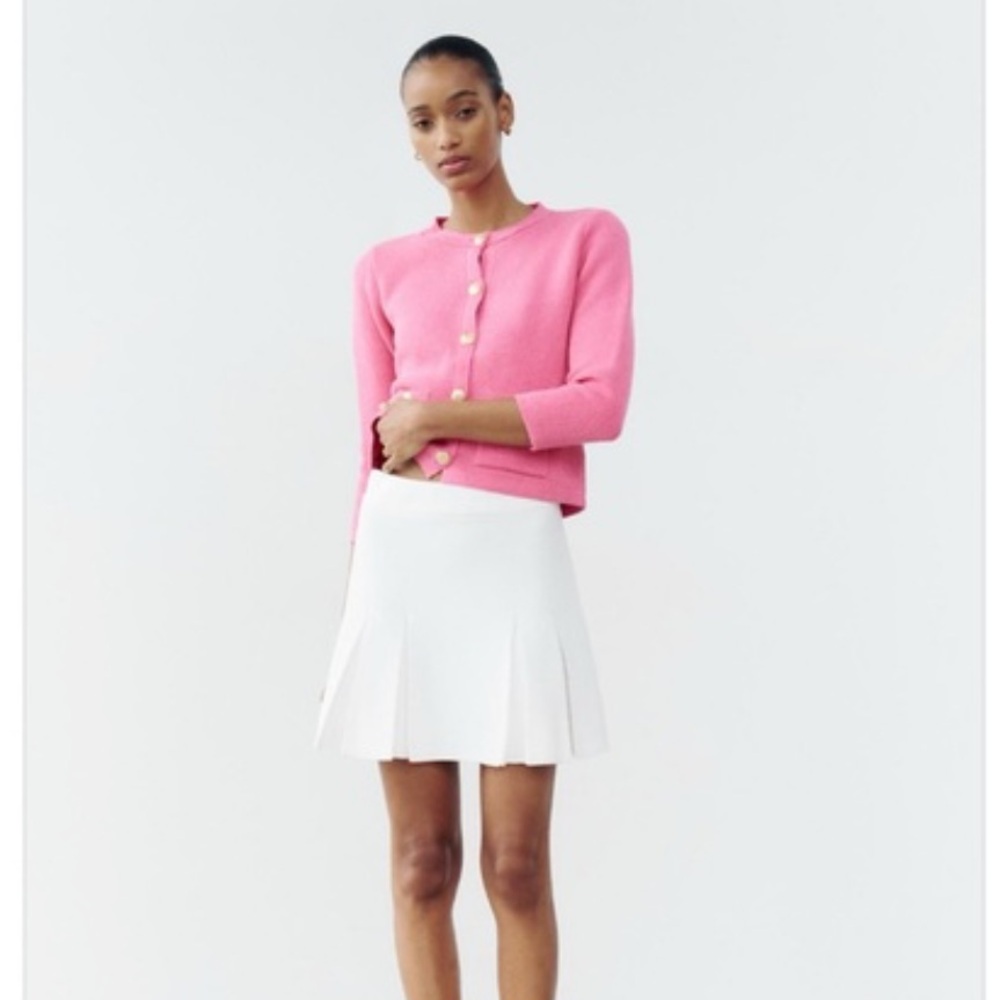 Zara White Pleated Mini Skirt